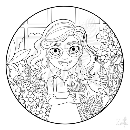 Alphabet Book: Bhumi the Botanist - Coloring Page