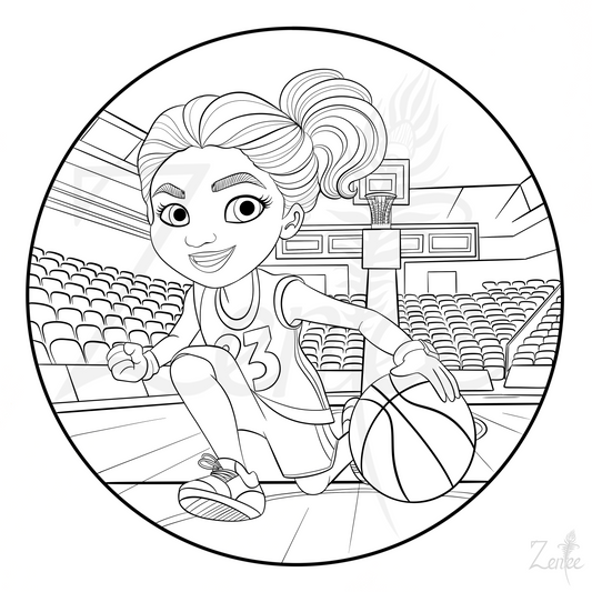 Alphabet Book: Bina the Basketball Player - Coloring Page