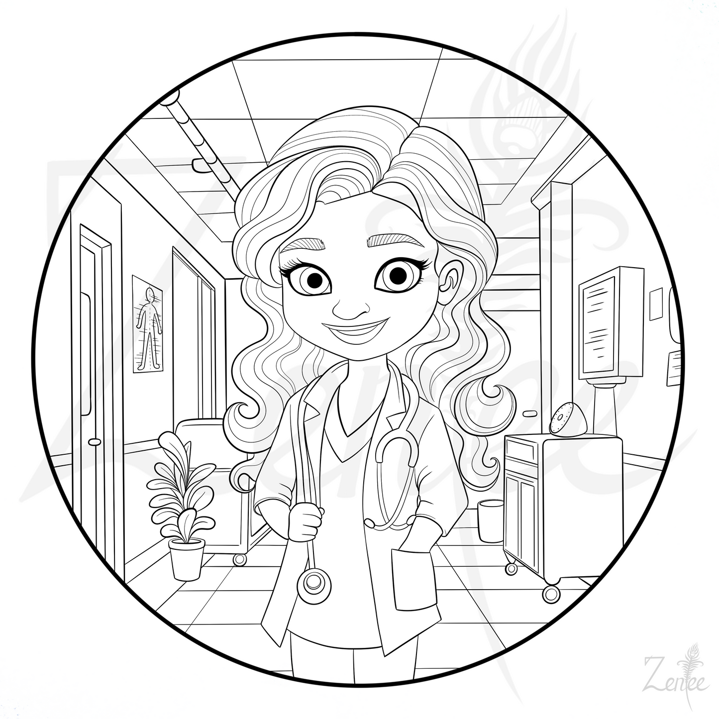 Alphabet Book: Devi the Doctor - Coloring Page