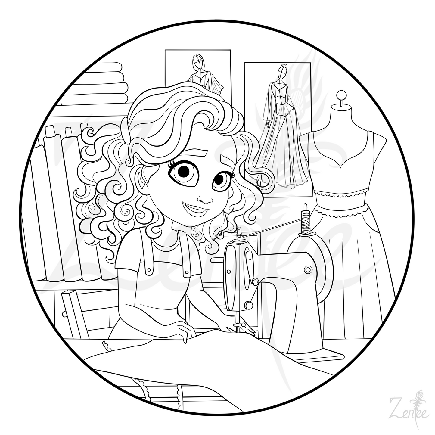 Alphabet Book: Fatima the Fashion Designer - Coloring Page