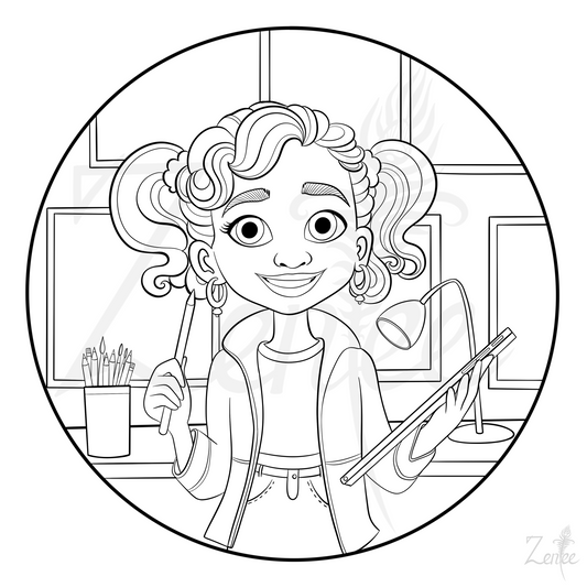 Alphabet Book: Ayesha the Artist - Coloring Page