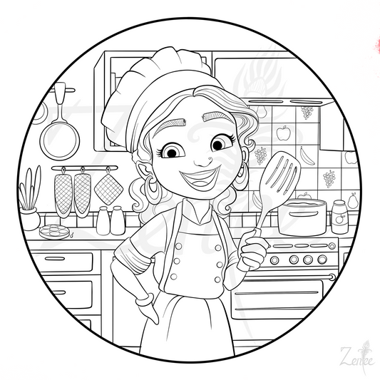 Alphabet Book: Chhavi the Chef - Coloring Page
