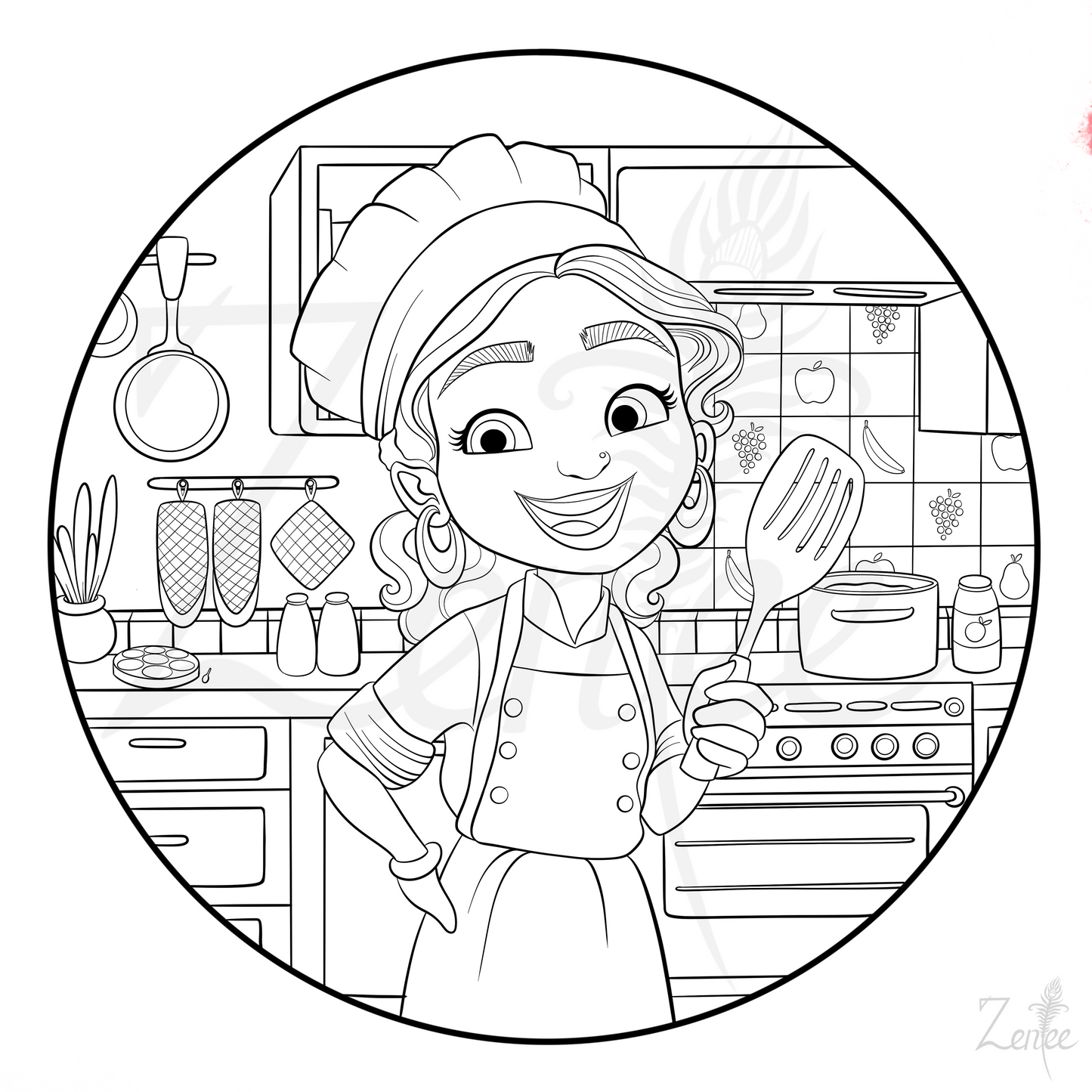 Alphabet Book: Chhavi the Chef - Coloring Page