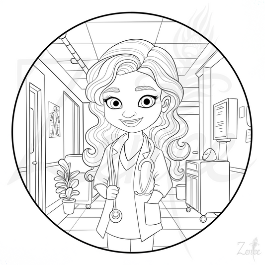 Alphabet Book: Devi the Doctor - Coloring Page