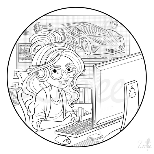 Alphabet Book: Esha the Engineer - Coloring Page