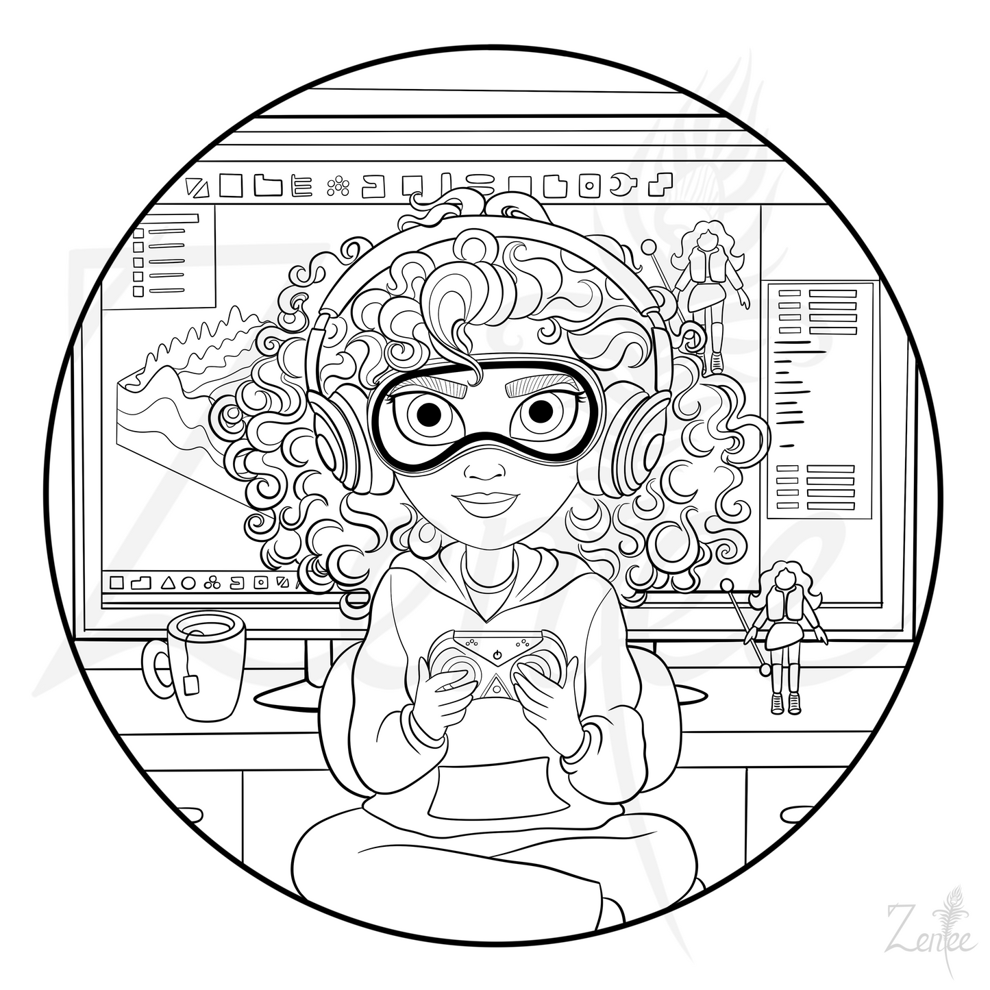 Alphabet Book: Gauri the Game Developer - Coloring Page