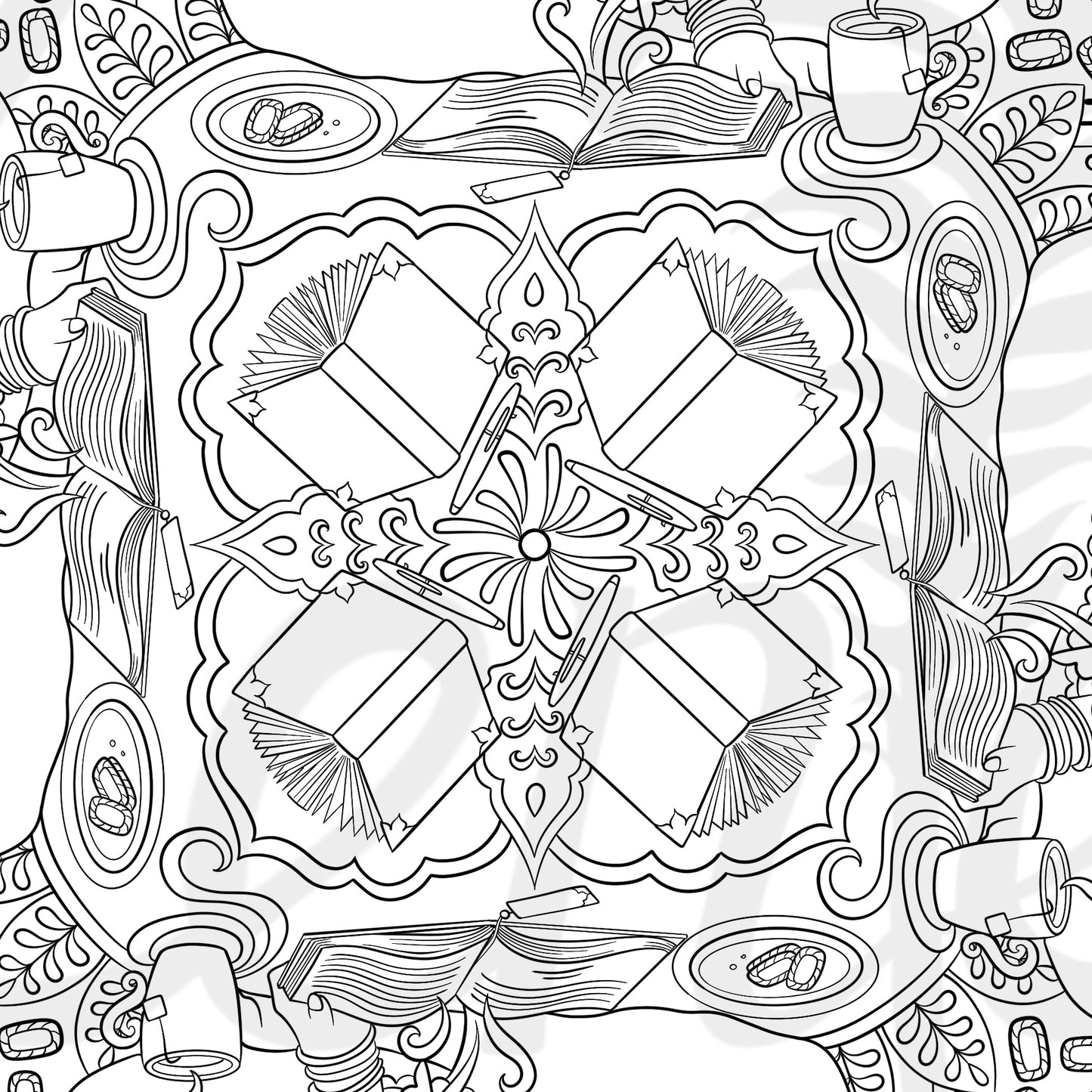 Girls Reading Books - Coloring Page