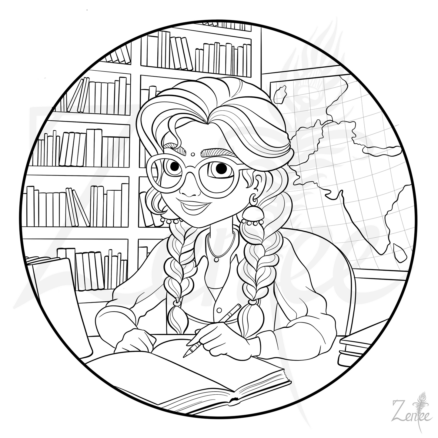Alphabet Book: Hemal the Historian - Coloring Page