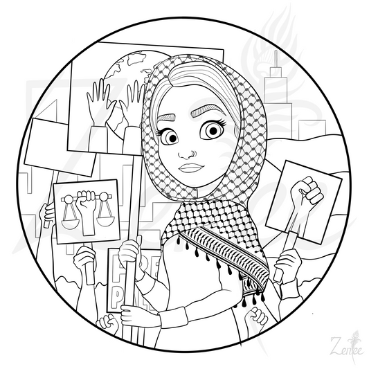 Alphabet Book: Humza the Human Rights Activist - Coloring Page